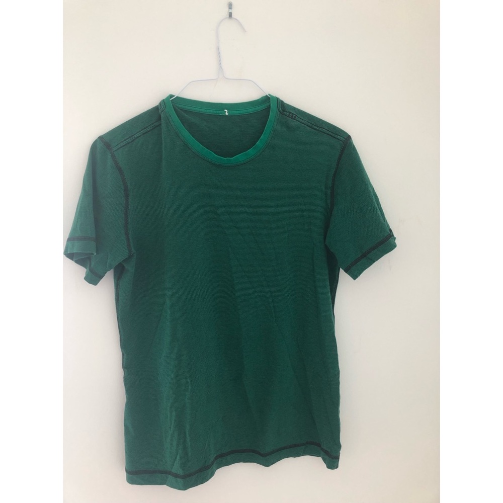 Lululemon Green shirt with Black Pinstripes